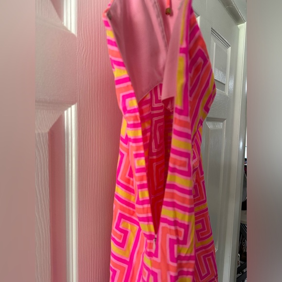 Alice & Trixie halter medium pink orange silk midi dress summer tropical women - Picture 4 of 6